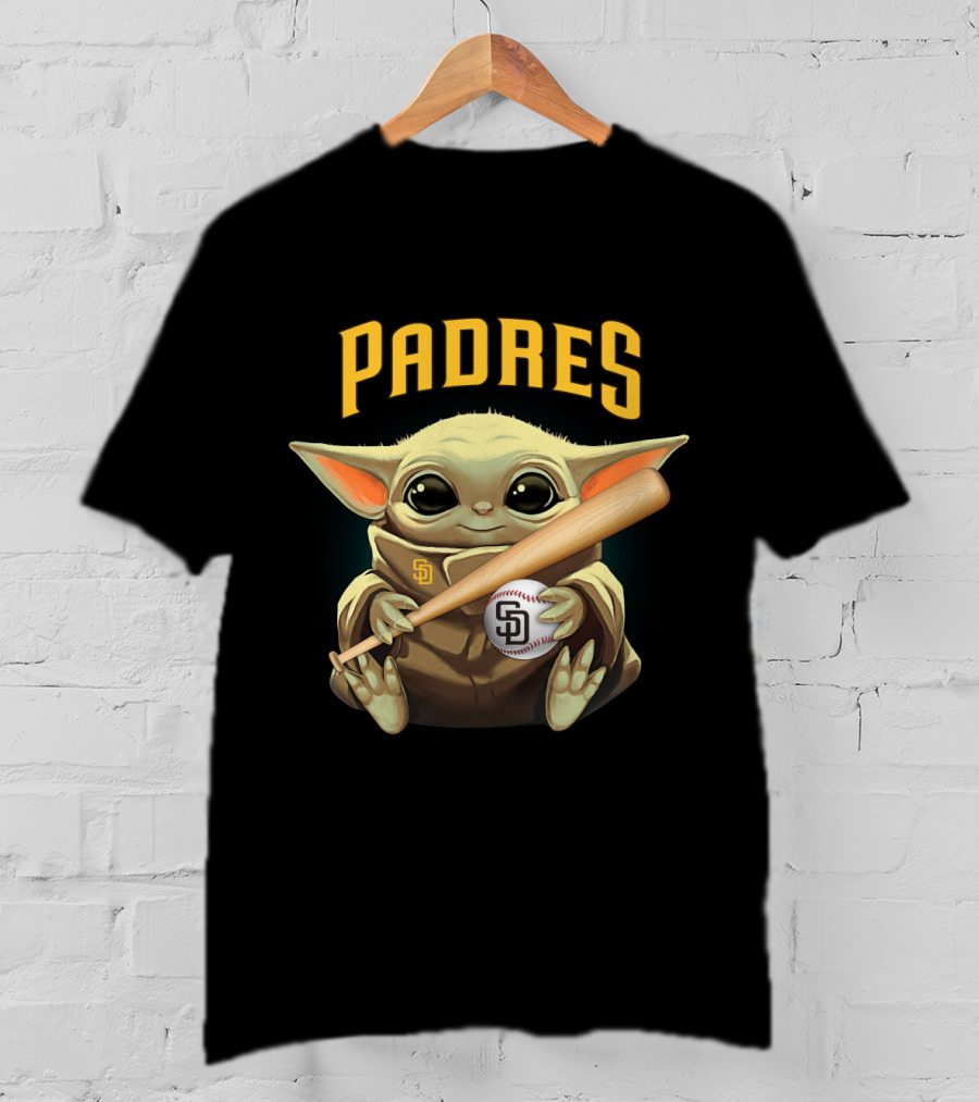 Padres Baby Yoda With Bat And Ball Sd T-Shirt