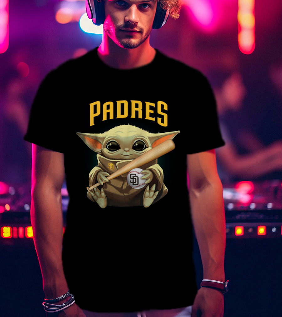Padres Baby Yoda With Bat And Ball Sd T-Shirt