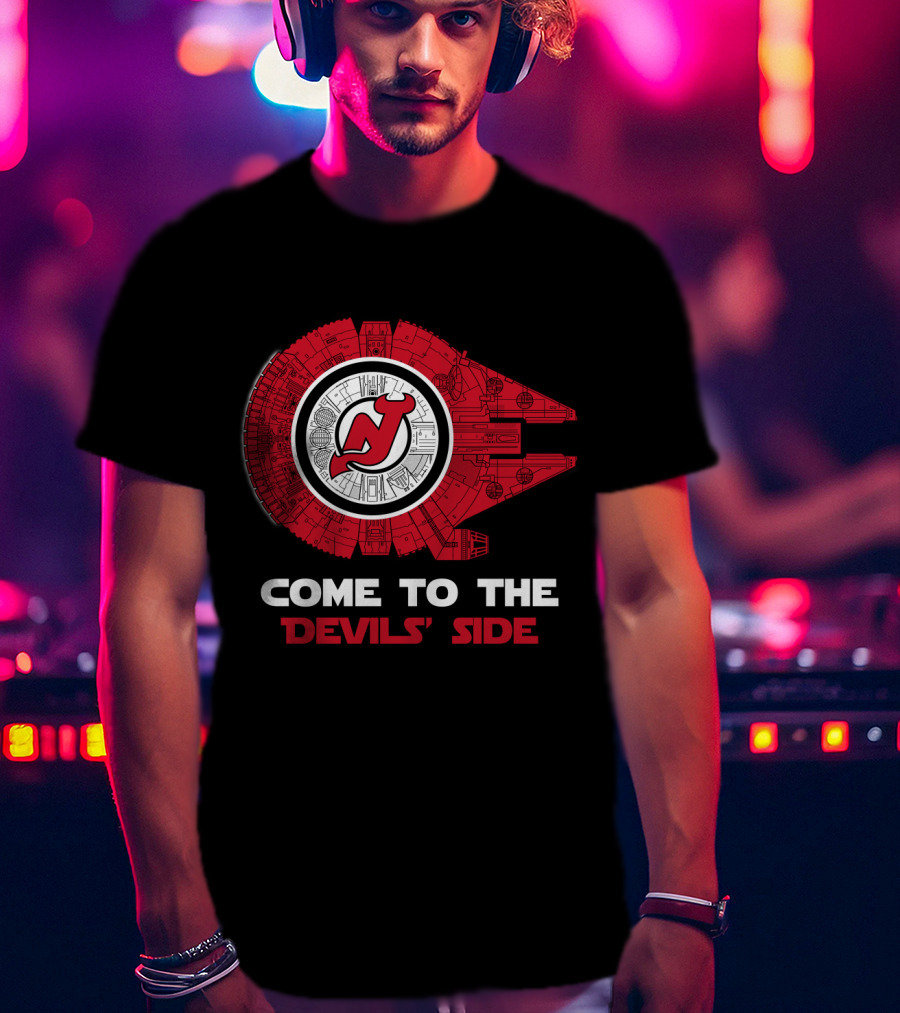Come To The Devils' Side New Jersey Devils Millennium Falcon T-Shirt
