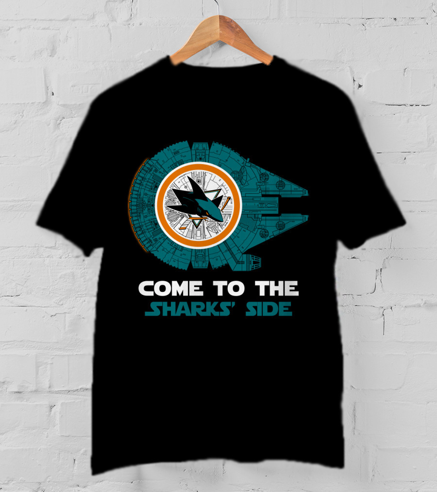 Come To The Sharks' Side San Jose Sharks Millennium Falcon T-Shirt