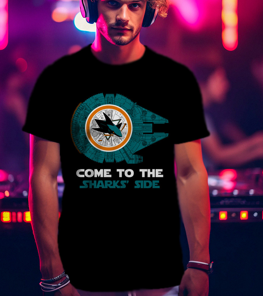 Come To The Sharks' Side San Jose Sharks Millennium Falcon T-Shirt