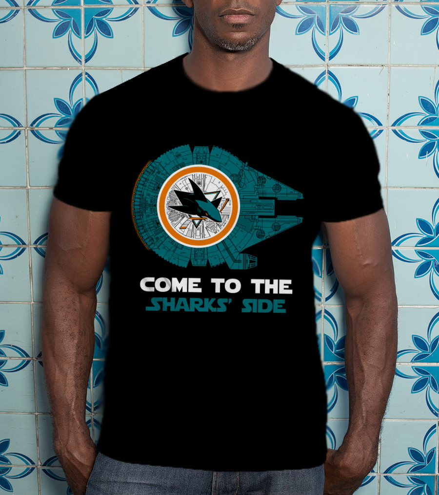 Come To The Sharks' Side San Jose Sharks Millennium Falcon T-Shirt