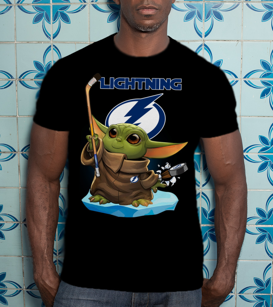 Baby Yoda Hockey Enthusiast Tampa Bay Lightning Nhl Mashup T-Shirt