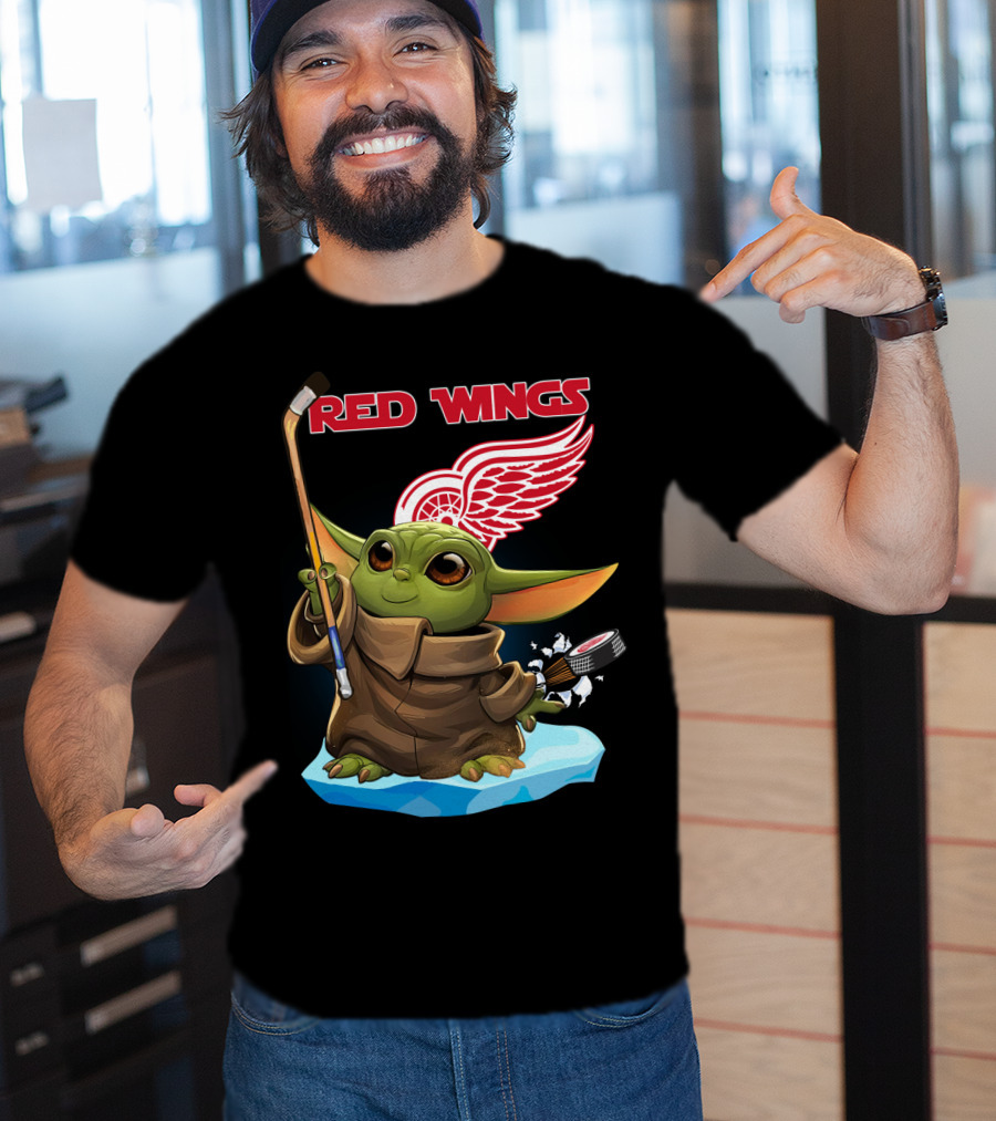 Red Wings Baby Yoda Hockey T-Shirt