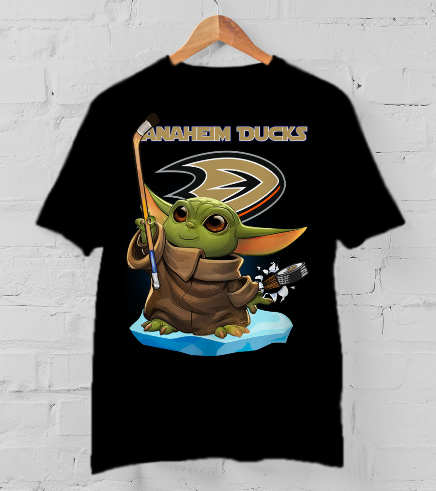 Anaheim Ducks Baby Yoda NHL Hockey Stick Puck T-Shirt