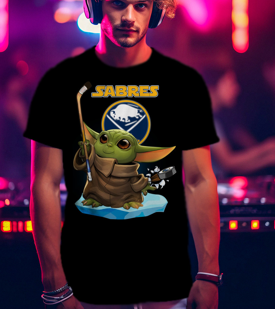Buffalo Sabres Baby Yoda NHL Hockey Stick And Puck T-Shirt