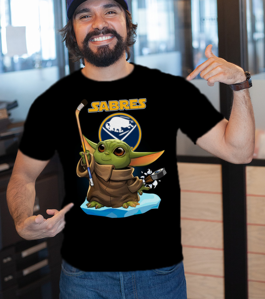 Buffalo Sabres Baby Yoda NHL Hockey Stick And Puck T-Shirt