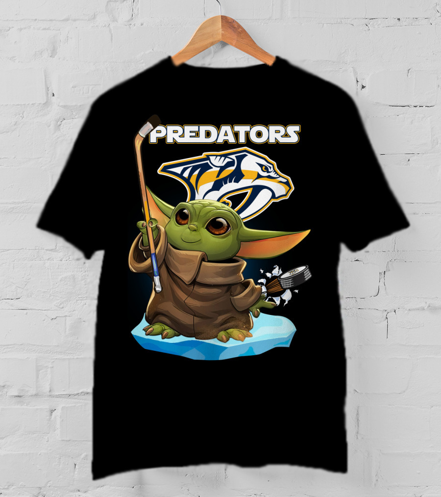 Nashville Predators Baby Yoda NHL Hockey Puck T-Shirt