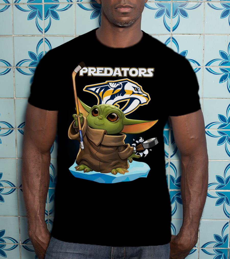 Nashville Predators Baby Yoda NHL Hockey Puck T-Shirt