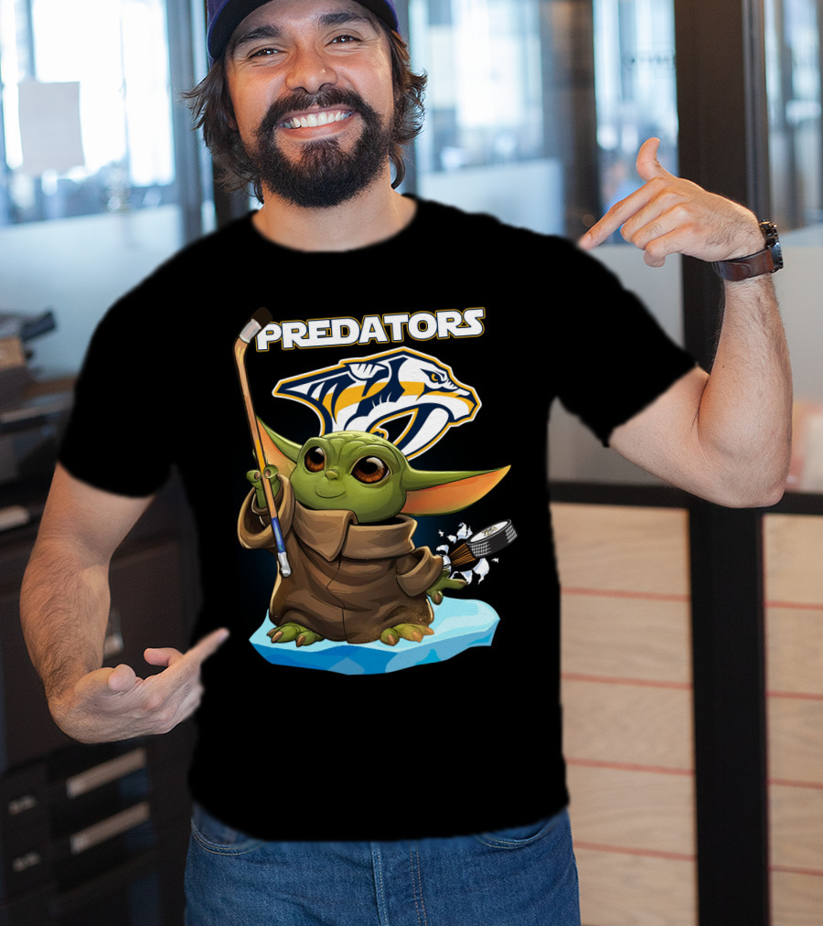 Nashville Predators Baby Yoda NHL Hockey Puck T-Shirt