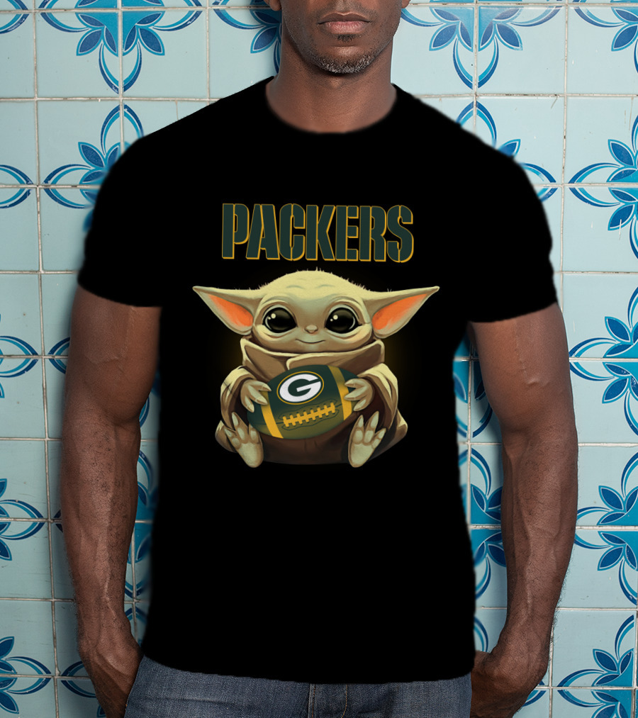 Packers Football Baby Yoda Star Wars Crossover Featuring Green Bay Packers T-Shirt