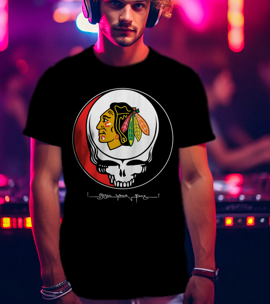 Chicago Blackhawks Steal Your Face Grateful Dead T-Shirt