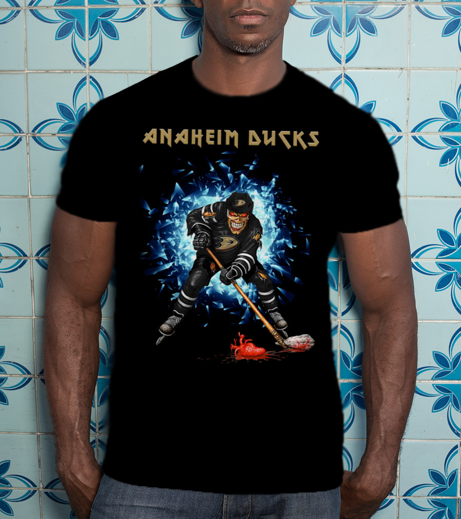 Anaheim Ducks Hockey Skeleton Dynamic Action T-Shirt