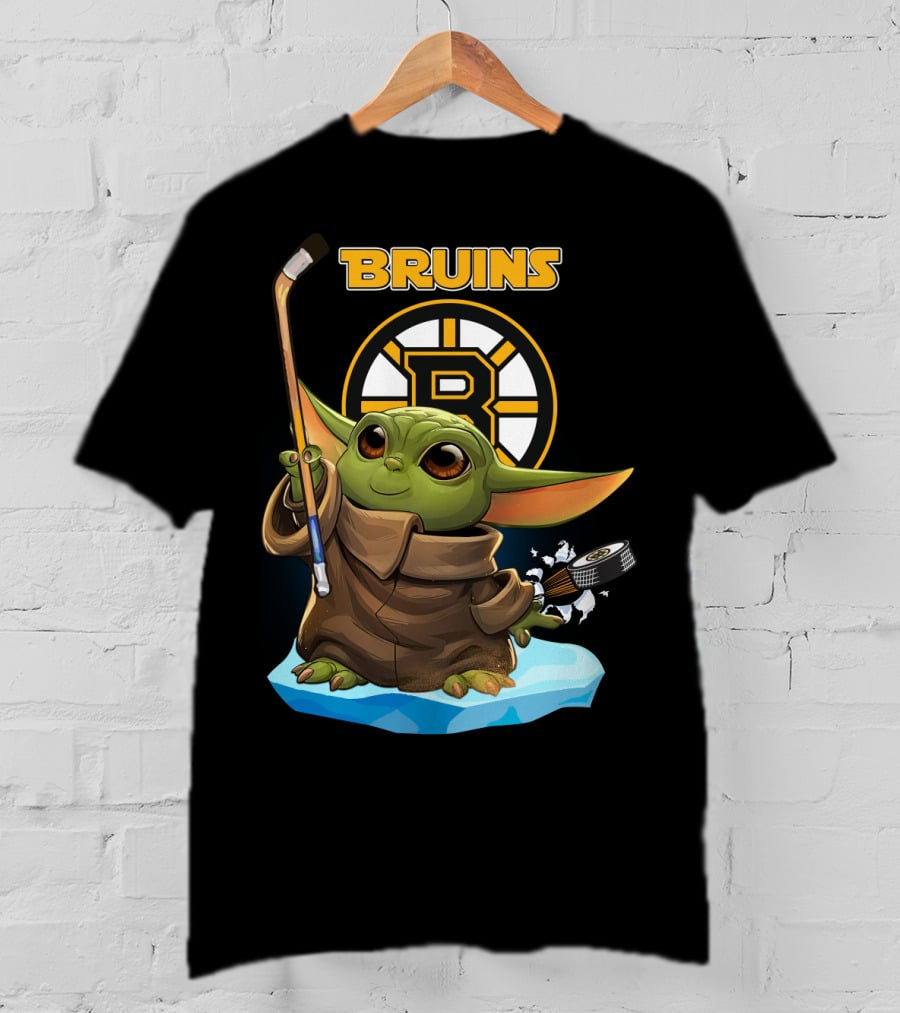 Bruins Baby Yoda Hockey Star Wars Crossover T-Shirt