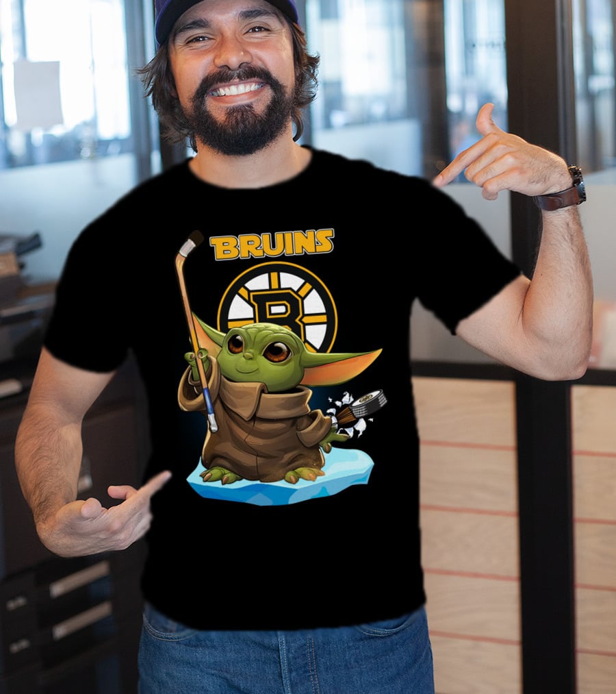 Bruins Baby Yoda Hockey Star Wars Crossover T-Shirt