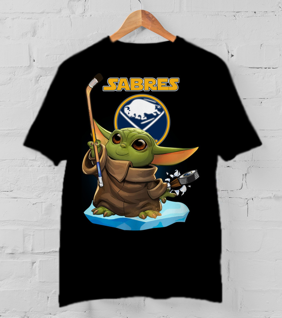 Sabres Baby Yoda Hockey Star Wars Crossover T-Shirt