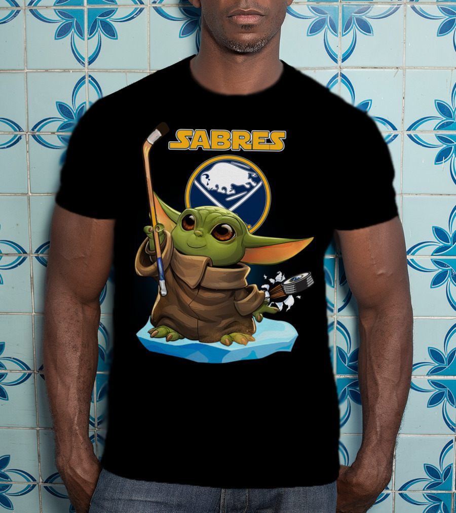 Sabres Baby Yoda Hockey Star Wars Crossover T-Shirt
