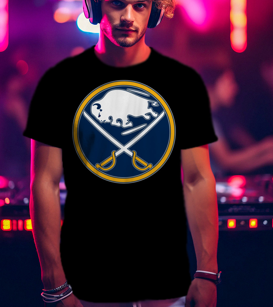Buffalo Sabres Nhl Team Logo White Buffalo And Crossed Sabres T-Shirt