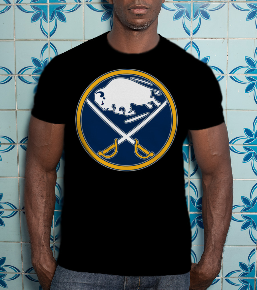 Buffalo Sabres Nhl Team Logo White Buffalo And Crossed Sabres T-Shirt