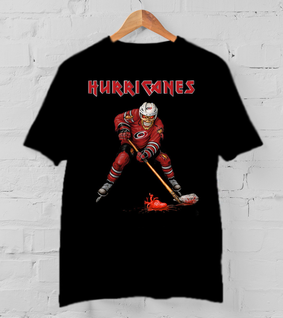 Hurricanes Hockey Skeleton Carolina Ice Horror T-Shirt