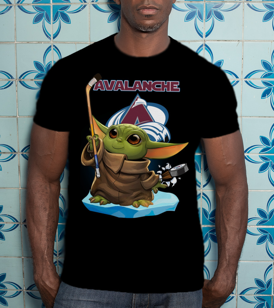 Baby Yoda Colorado Avalanche Hockey Jedi T-Shirt