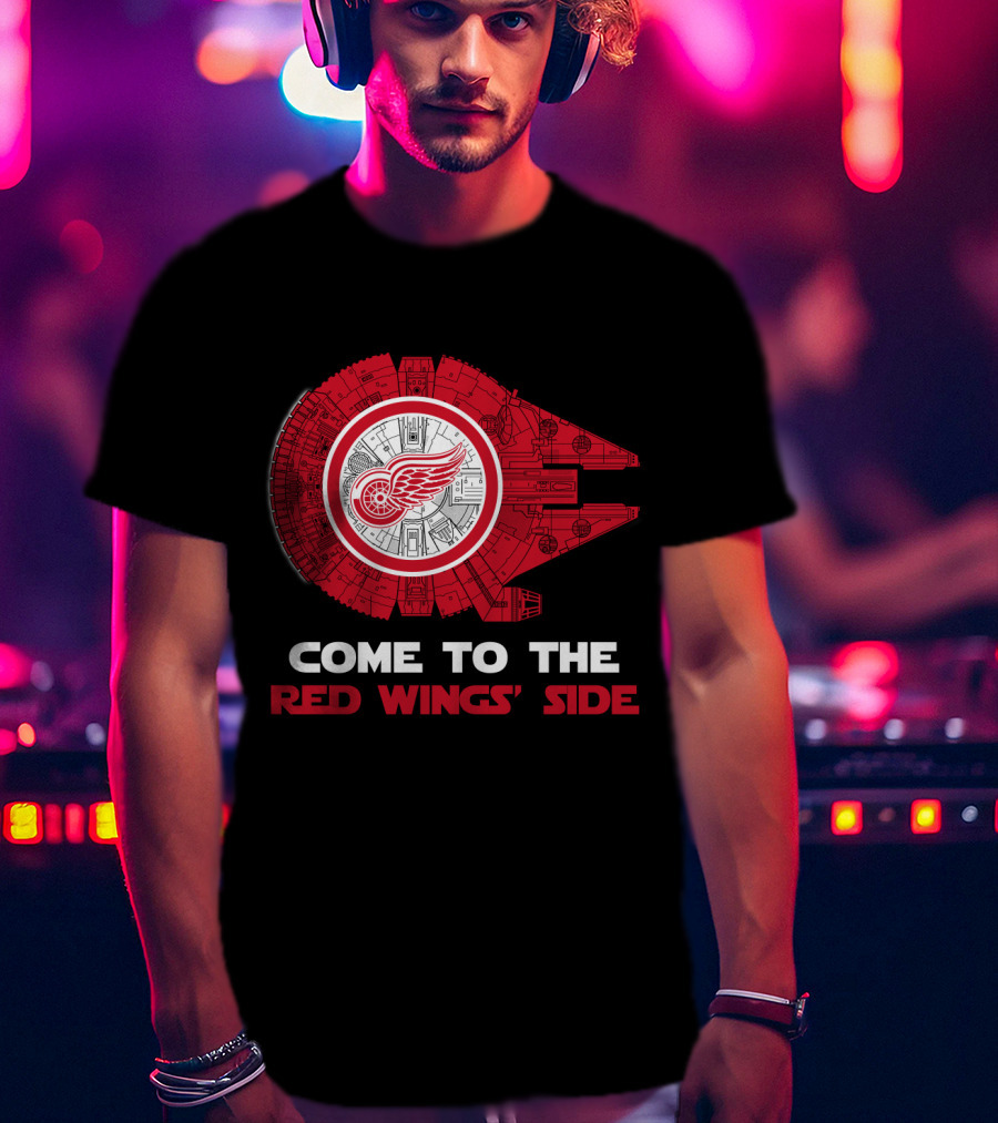 Come To The Red Wings' Side Detroit Red Wings Millennium Falcon T-Shirt