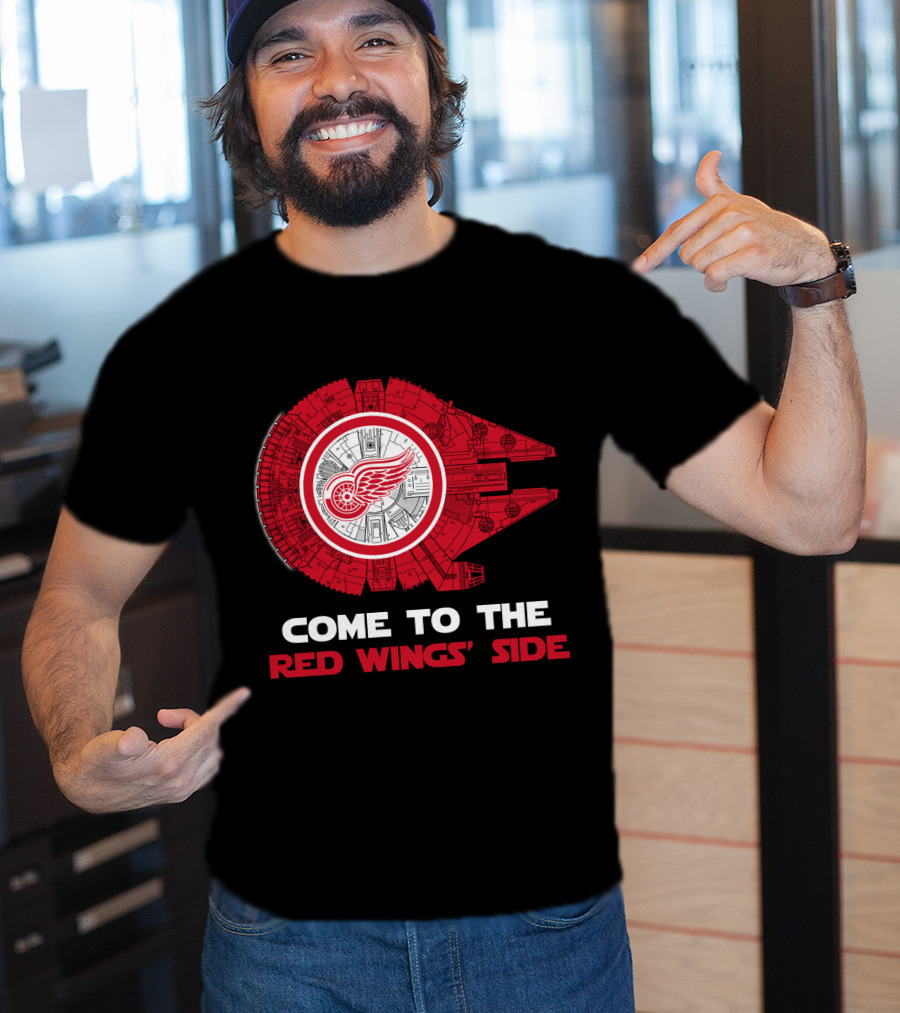 Come To The Red Wings' Side Detroit Red Wings Millennium Falcon T-Shirt