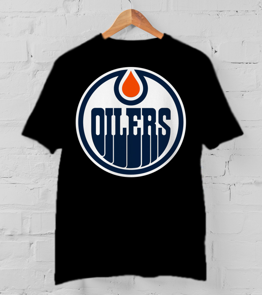Edmonton Oilers Nhl Team Logo With Classic Oil Drop Symbol T-Shirt