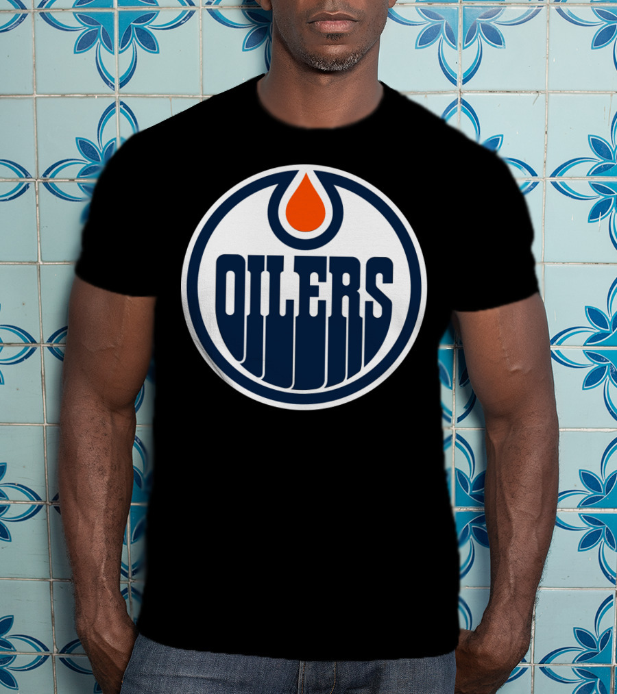 Edmonton Oilers Nhl Team Logo With Classic Oil Drop Symbol T-Shirt