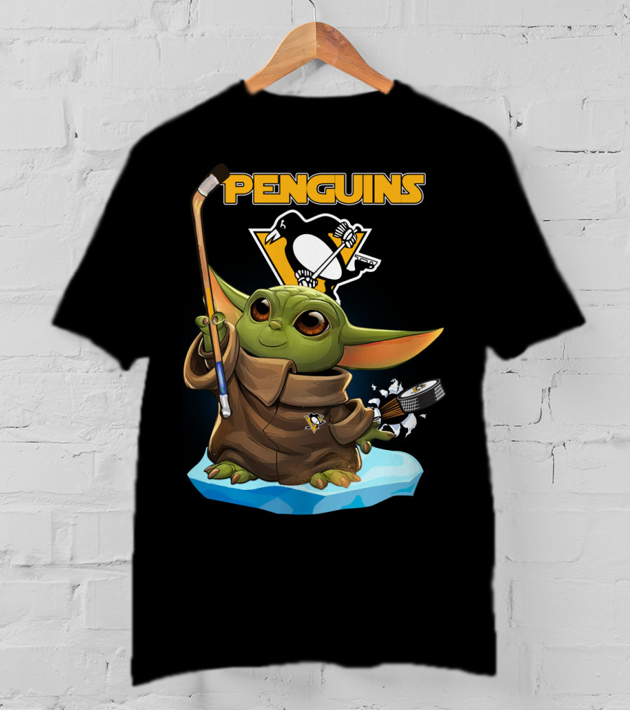 Baby Yoda Penguins Pittsburgh Hockey T-Shirt
