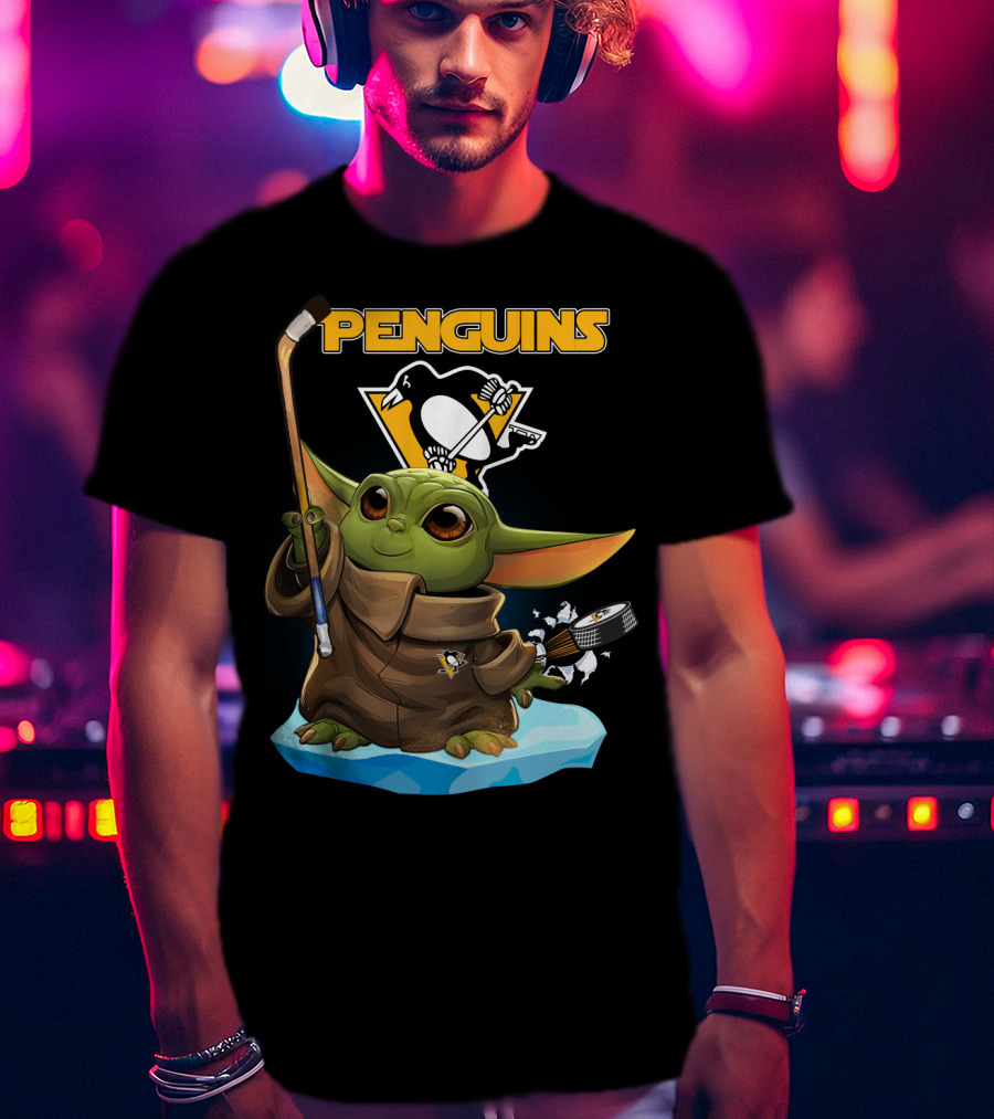 Baby Yoda Penguins Pittsburgh Hockey T-Shirt