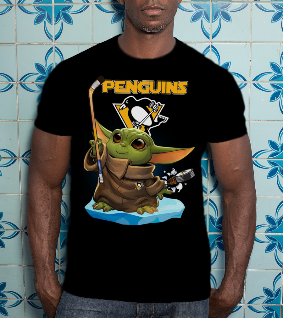 Baby Yoda Penguins Pittsburgh Hockey T-Shirt