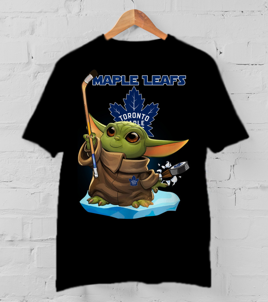 Baby Yoda Toronto Maple Leafs Hockey Star Wars Crossover T-Shirt