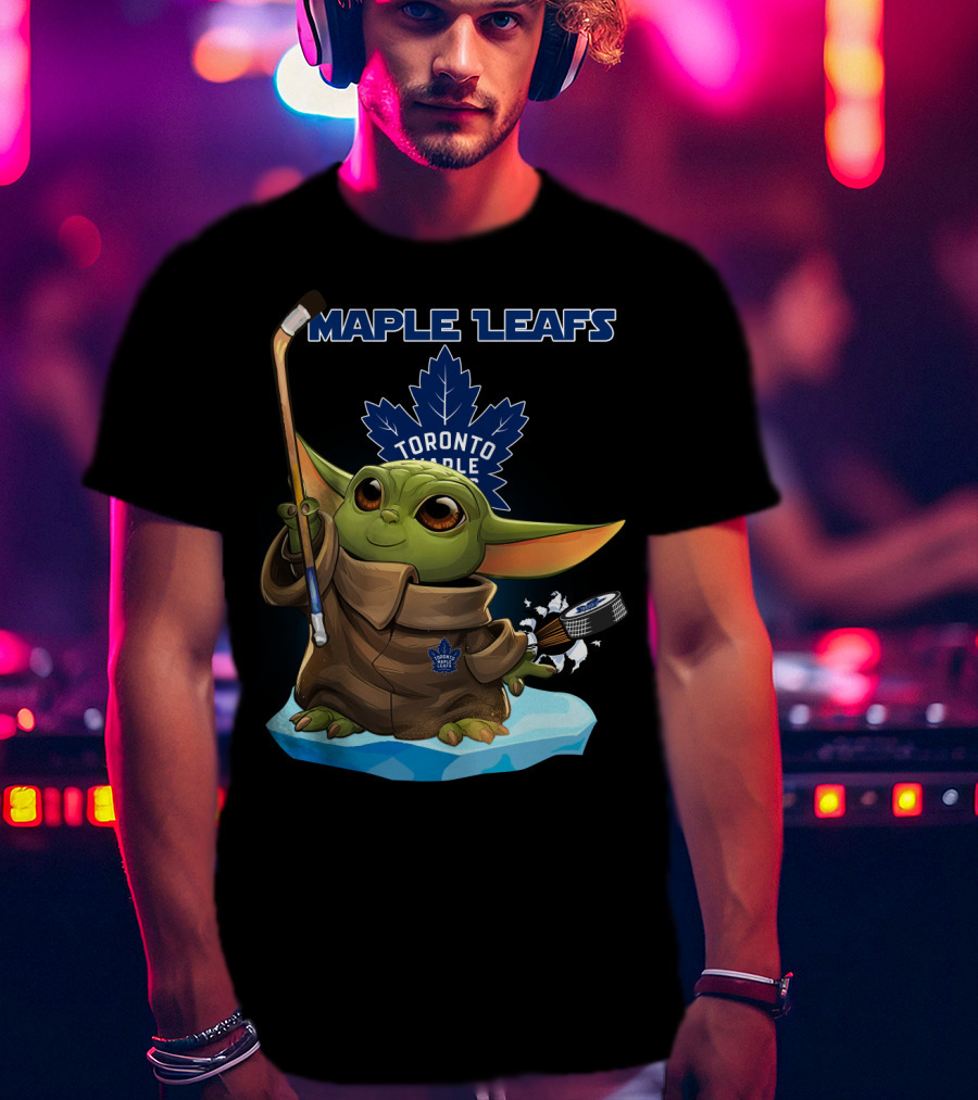 Baby Yoda Toronto Maple Leafs Hockey Star Wars Crossover T-Shirt