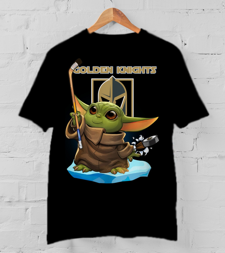 Golden Knights Baby Yoda Hockey Ice Block T-Shirt