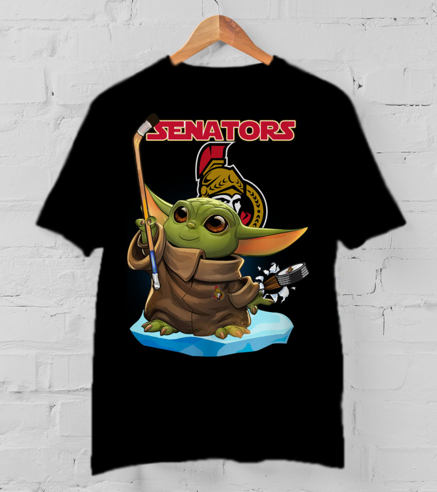 Baby Yoda Ottawa Senators Hockey Crossover T-Shirt