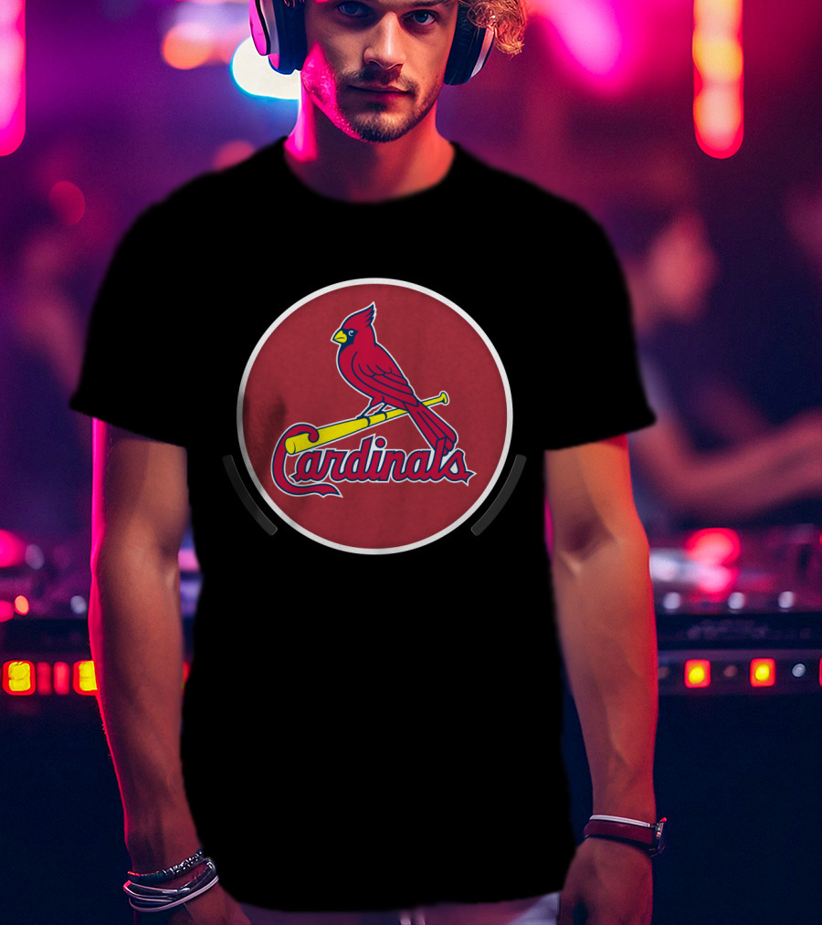St Louis Cardinals Baseball Logo Red Bird Bat T-Shirt