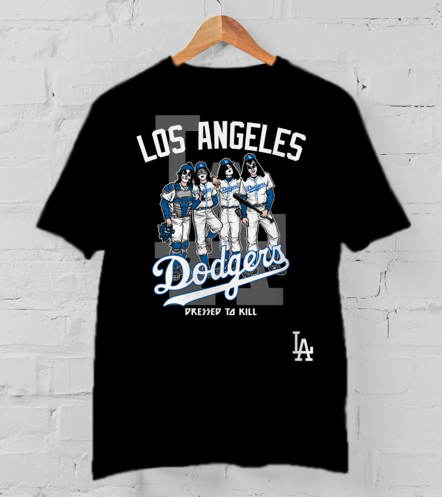 Los Angeles Dodgers Dressed To Kill Featuring KISS Band Members T-Shirt