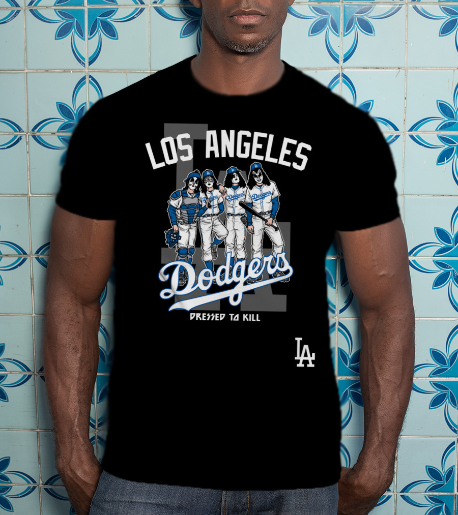 Los Angeles Dodgers Dressed To Kill Featuring KISS Band Members T-Shirt