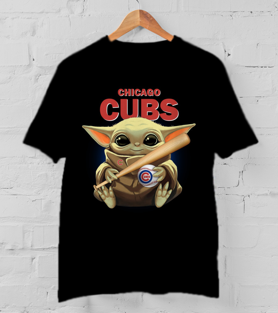 Chicago Cubs Baby Yoda With Baseball Bat T-Shirt