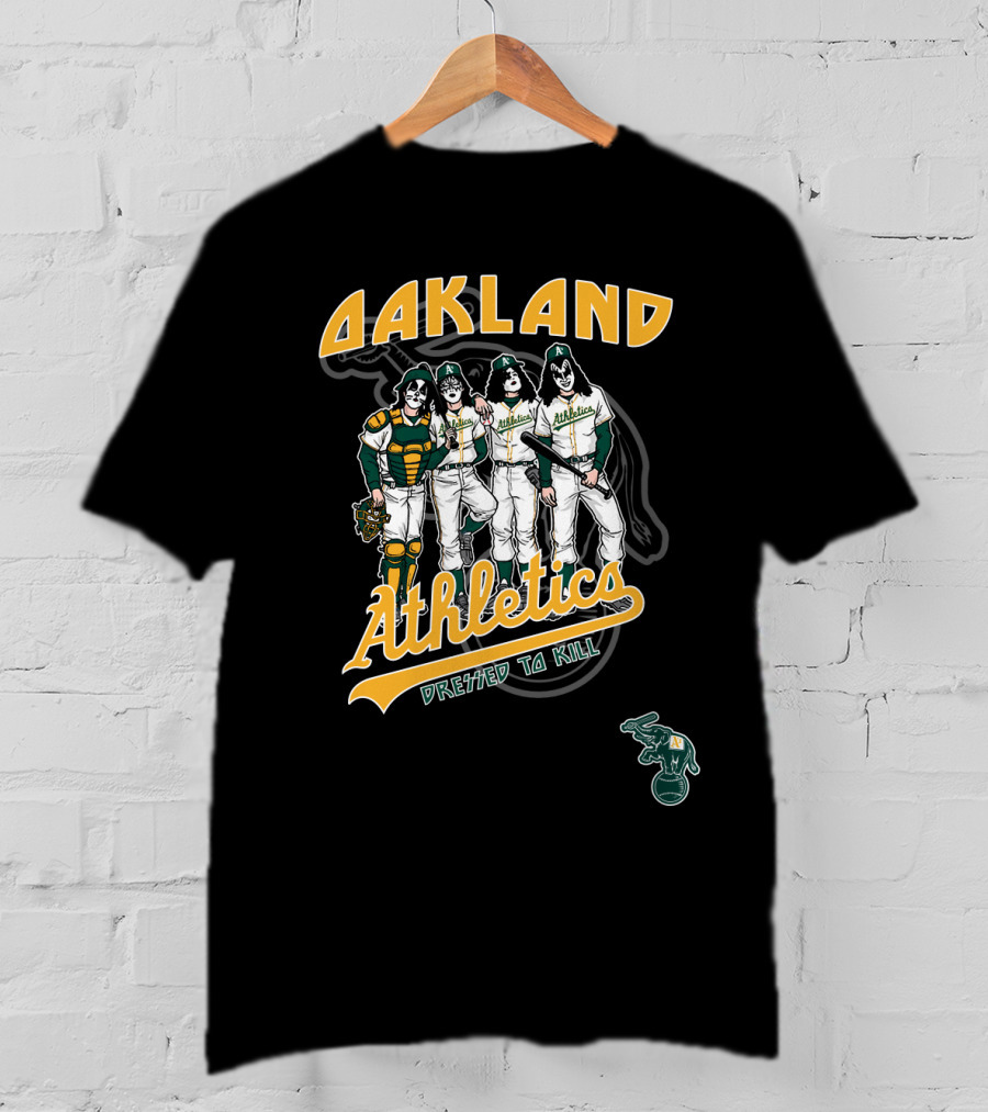Oakland Athletics Dressed To Kill KISS Style Baseball Players T-Shirt