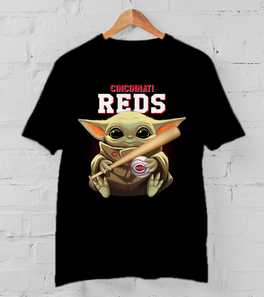Cincinnati Reds Baby Yoda Baseball Bat And Ball T-Shirt