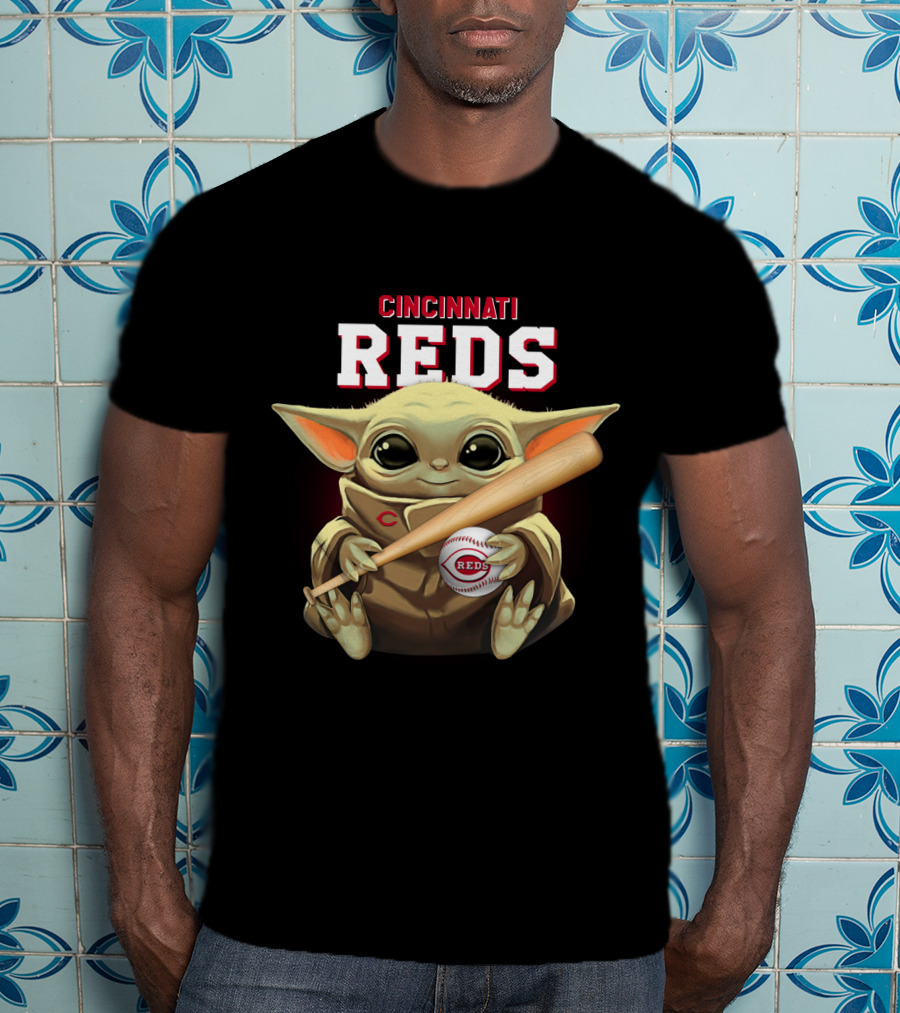 Cincinnati Reds Baby Yoda Baseball Bat And Ball T-Shirt