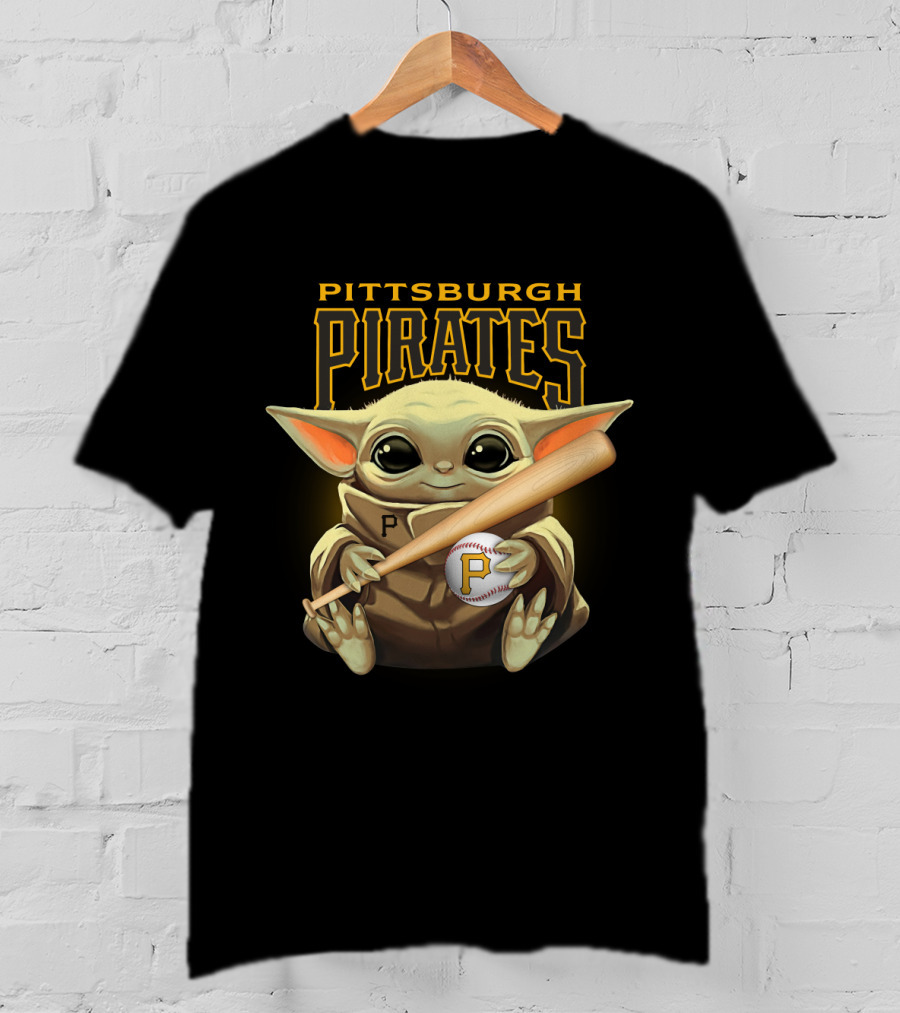 Pittsburgh Pirates Baby Yoda Baseball Bat And Ball T-Shirt