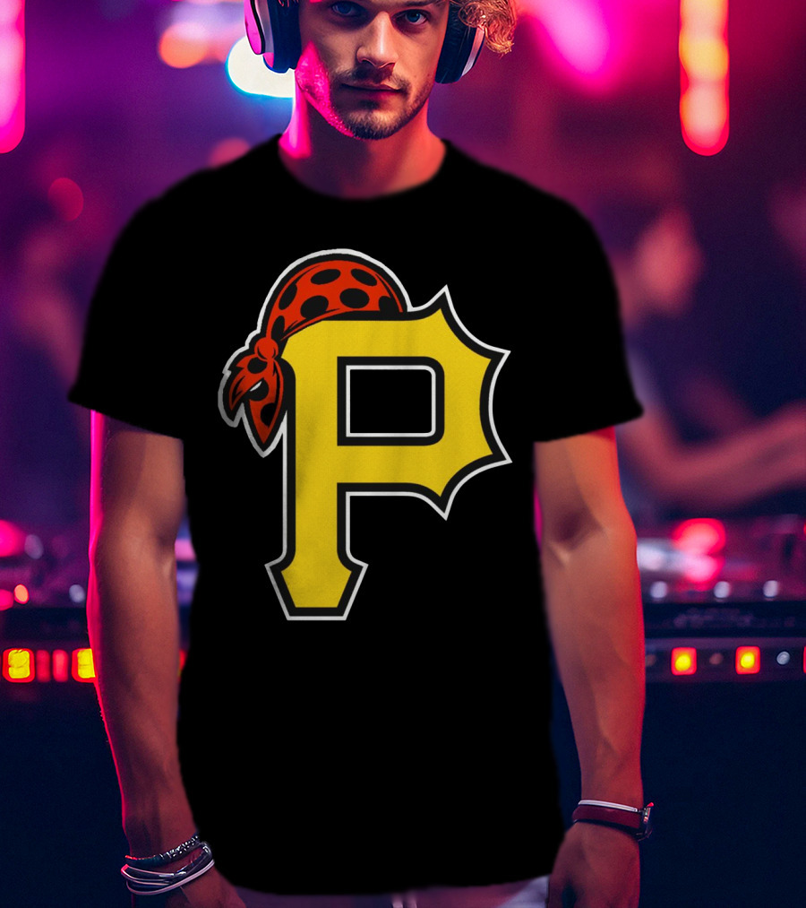 Pittsburgh Pirates Logo With Pirate Hat And Yellow P T-Shirt