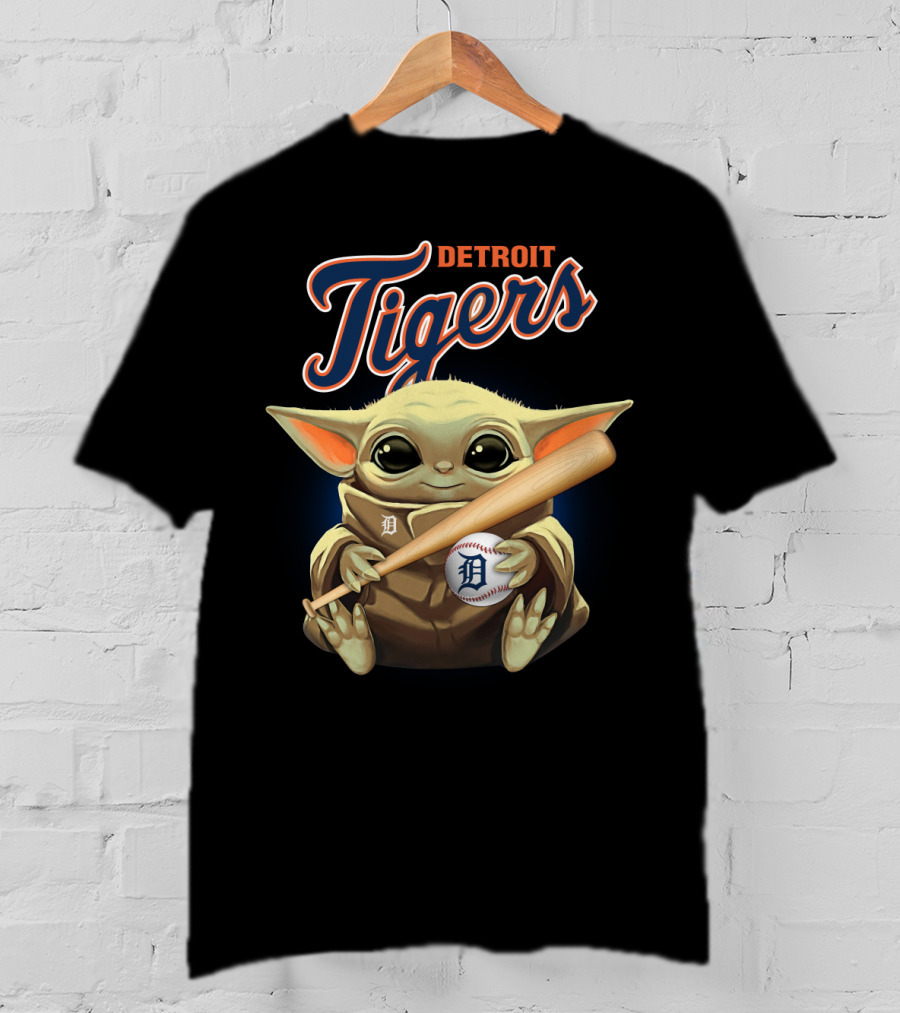 Detroit Tigers Baby Yoda Baseball T-Shirt
