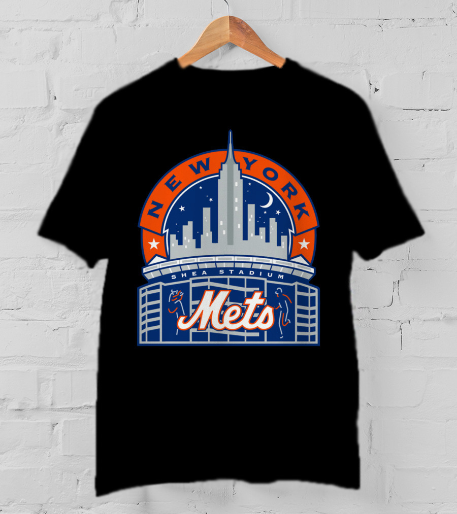 New York Mets Shea Stadium Skyline Moon Stars T-Shirt
