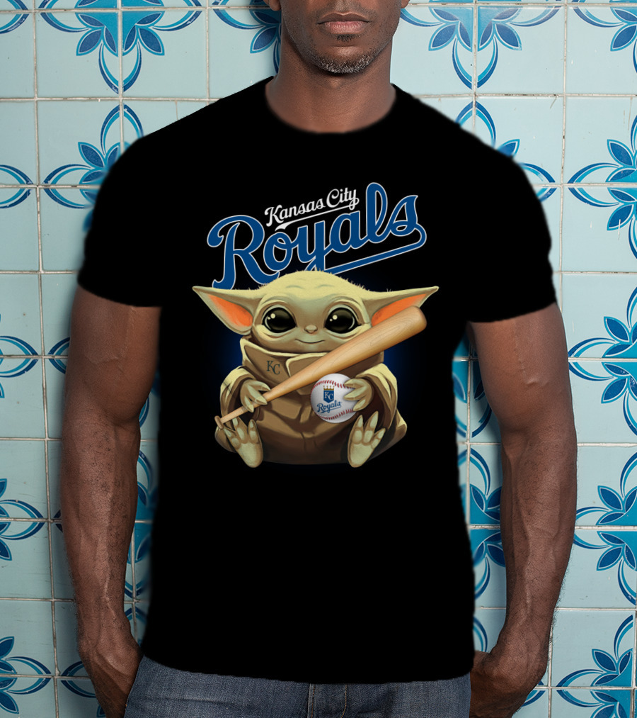 Kansas City Royals Baby Yoda Baseball Bat And Ball T-Shirt