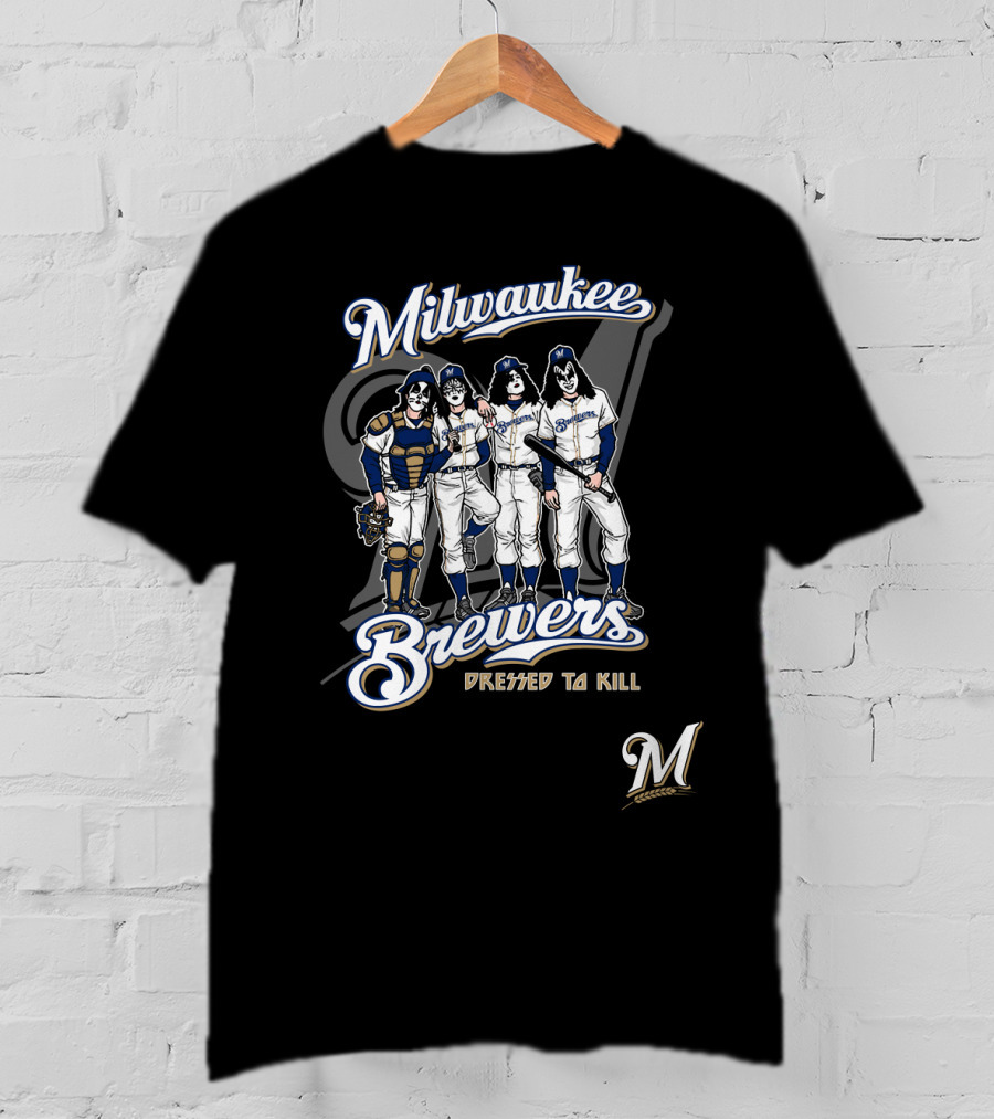 Milwaukee Brewers KISS Dressed To Kill Band Crossover T-Shirt