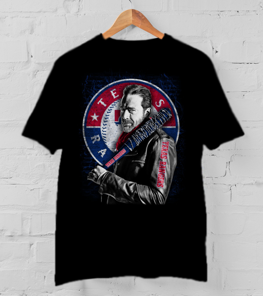 Texas Rangers Baseball Fan Art With Baseball Bat And Jacket T-Shirt